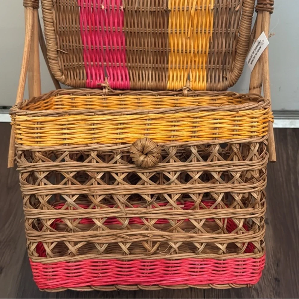 NEW Anthropologie Nina Handwoven Wine Picnic Basket - Picture 9 of 13
